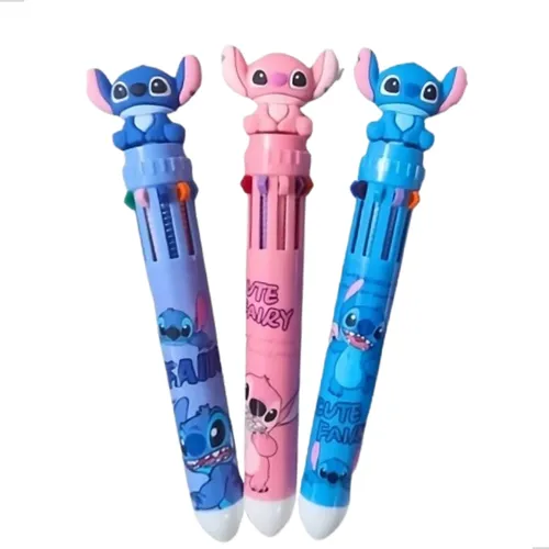 Caneta retrátil colecionável do Stitch com 10 cores diferentes
