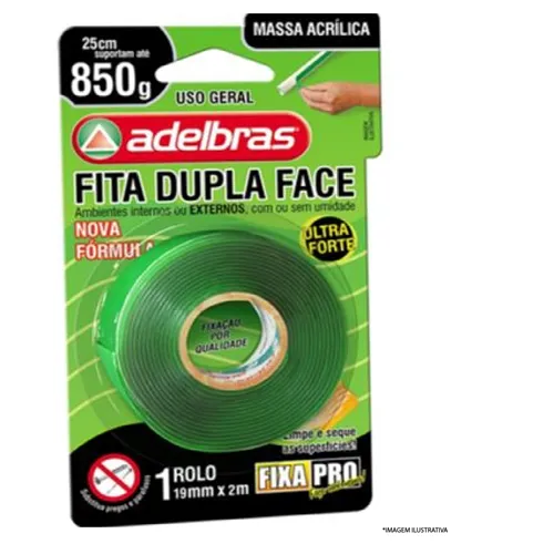 Fita dupla face Adelbras com alta aderência para colagens diversas