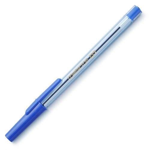 Caneta Compactor azul com corpo arredondado e ponta média